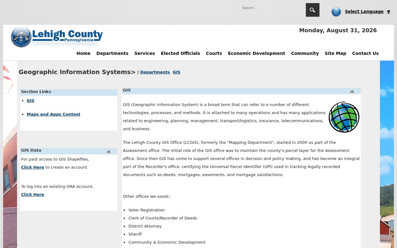 Whitehall Township residents directory view of Lehigh County GIS and Parcel Viewer access