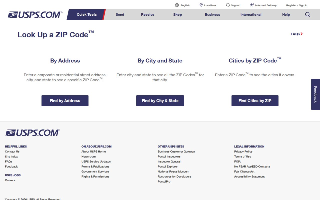 Whitehall Township ZIP code USPS lookup screen