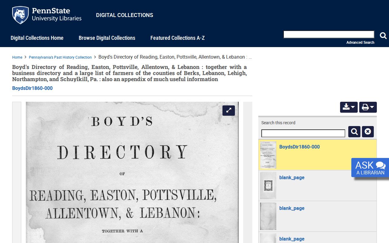 Whitehall Township city directory digitized regional source